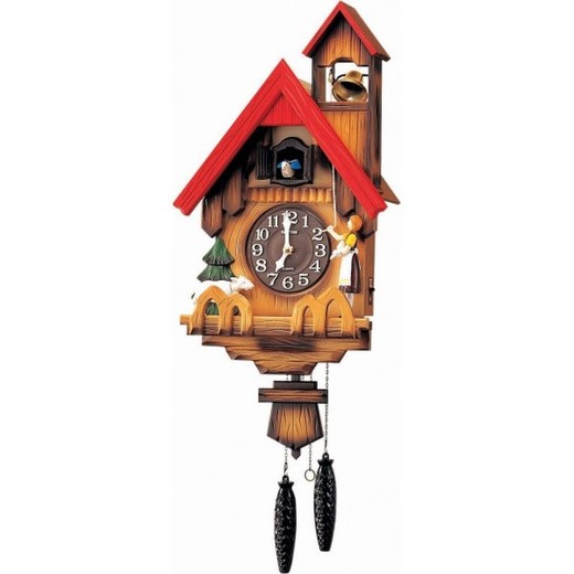 Reloj Rhythm De Pared 4MJ417-R06 Cuckoo Marrón Casita