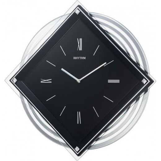 Reloj Rhythm De Pared 4MP748WR02 Decorativos Rombo Plateado