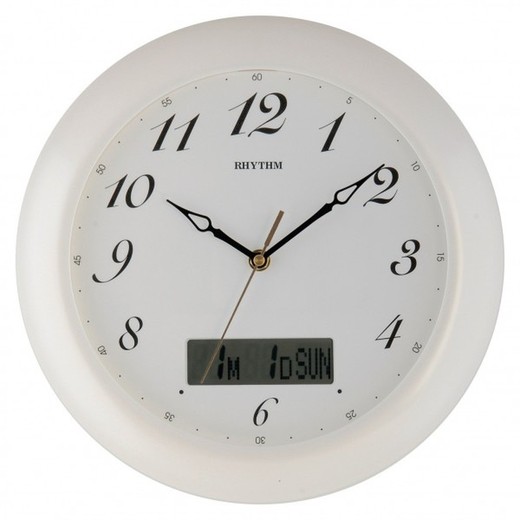 Reloj Rhythm De Pared CFG701NR34 Decorativos Redondo Plateado