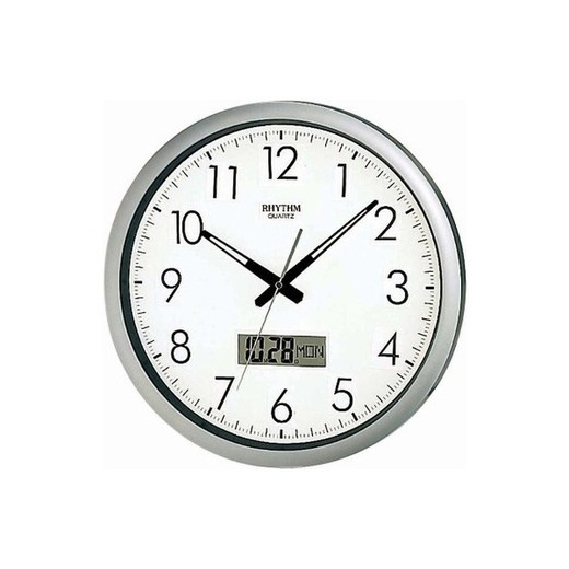 Reloj Rhythm De Pared CFG702NR19  Decorativos Redondo Plateado