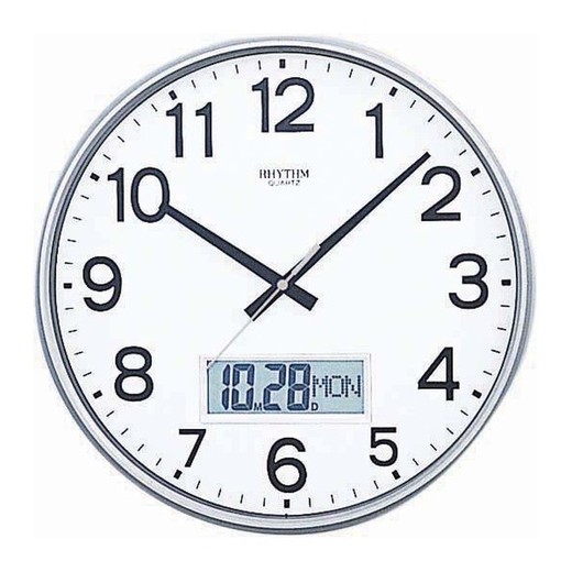 Reloj Rhythm De Pared CFG706NR19  Decorativos Redondo Plateado