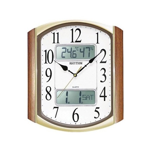 Reloj Rhythm De Pared CFG708NR06 Decorativos Rectangular Marrón