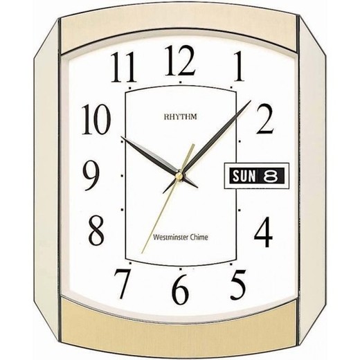 Reloj Rhythm De Pared CFH102NR65 Decorativos Rectangular Dorado