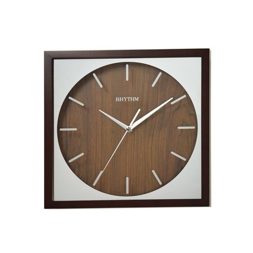 Reloj Rhythm De Pared CMG119NR06 Básico Cuadrado Marrón