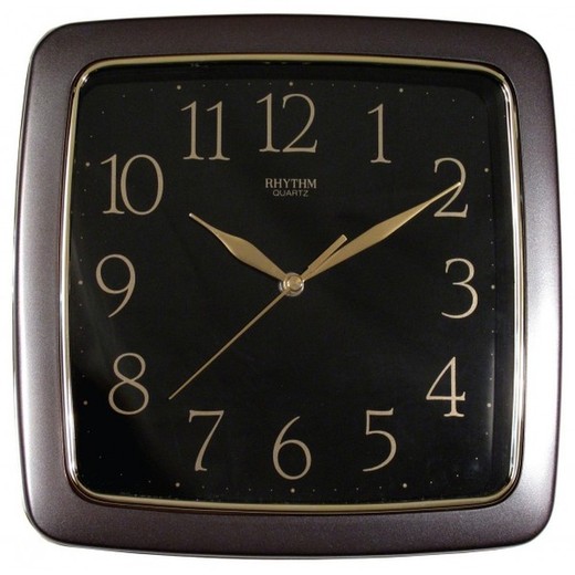 Reloj Rhythm De Pared CMG203-R02 Básico Cuadrado Marrón