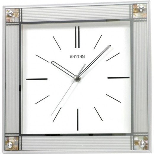 Reloj Rhythm De Pared CMG456NR18 Decorativos Cuadrado Plateado