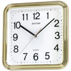 Reloj Rhythm De Pared CMG466NR18 Básico Cuadrado Dorado