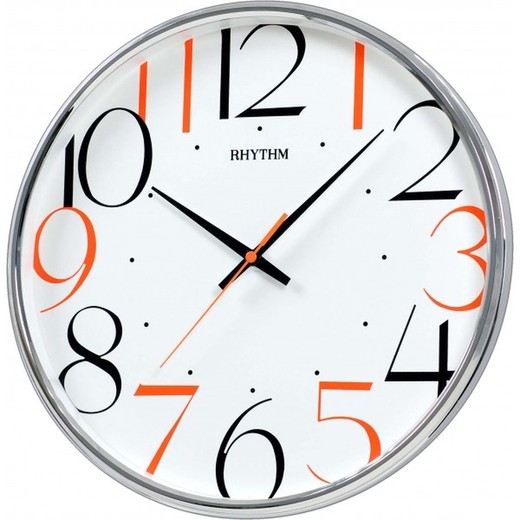 Reloj Rhythm De Pared CMG486NR66 Básico Redondo Plateado