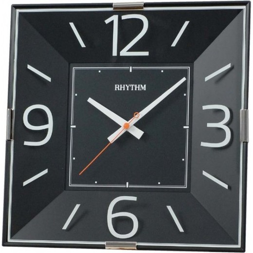 Reloj Rhythm De Pared CMG493NR02 Básico Cuadrado Negro