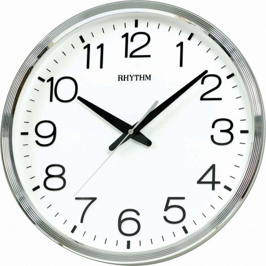 Reloj Rhythm De Pared CMG494BR19 Básico Redondo Plateado