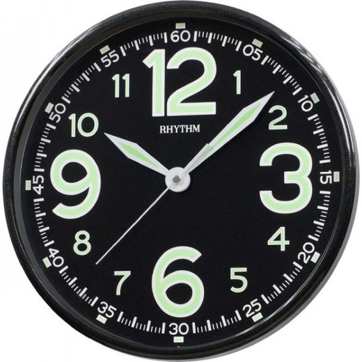 Reloj Rhythm De Pared CMG499BR02 Básico Redondo Negro