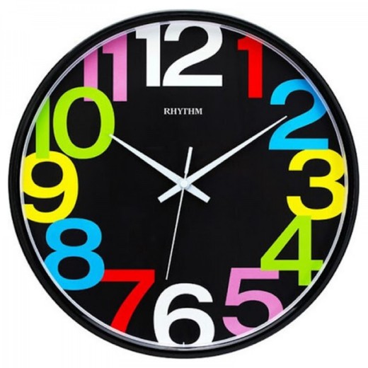 Reloj Rhythm De Pared CMG589BR76 Básico Redondo Negro