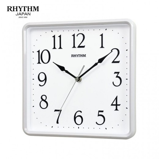 Reloj Rhythm De Pared CMG597NR03 Básico Cuadrado Plateado