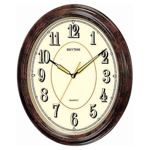 Reloj Rhythm De Pared CMG712NR06 Básico Oval Marrón