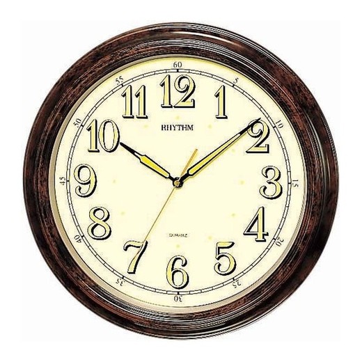 Reloj Rhythm De Pared CMG713NR06 Básico Redondo Marrón