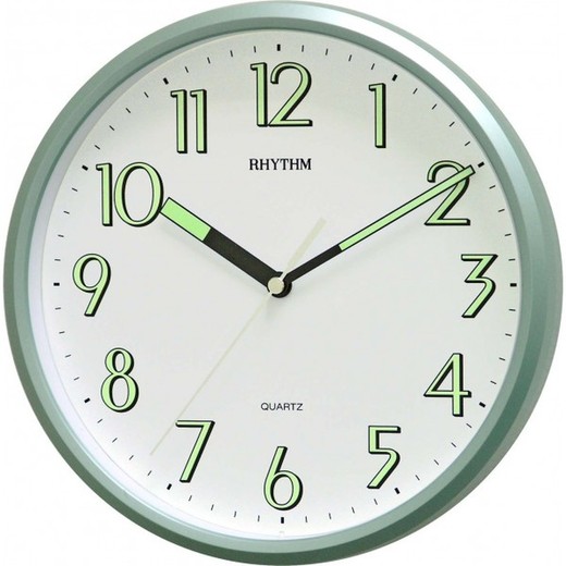 Reloj Rhythm De Pared CMG727NR05 Básico Redondo Verde