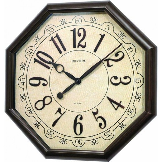 Reloj Rhythm De Pared CMG745NR06  Decorativos Octogonal Marrón Oscuro