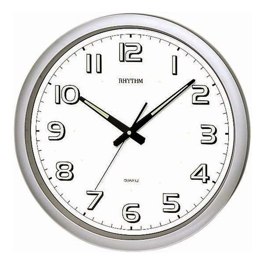 Reloj Rhythm De Pared CMG805NR19 Decorativos Redondo Plateado