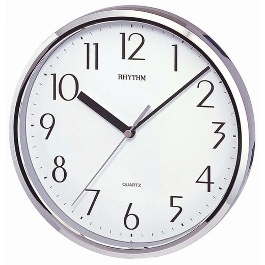 Reloj Rhythm De Pared CMG839BR19 Básico Redondo Plateado