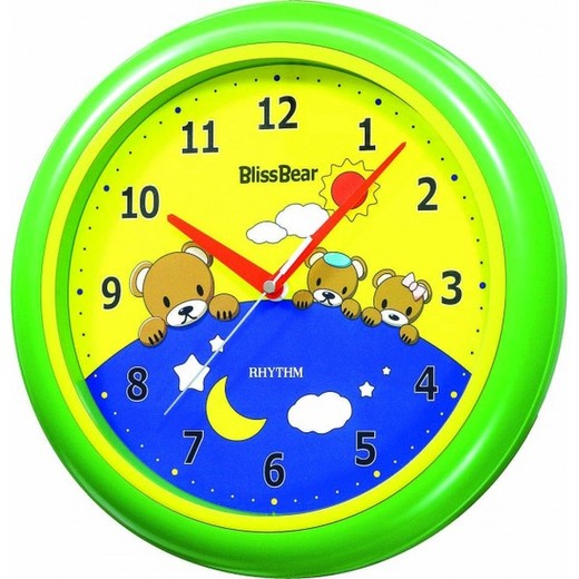 Reloj Rhythm De Pared CMG894NR05 Decorativos Redondo Ositos