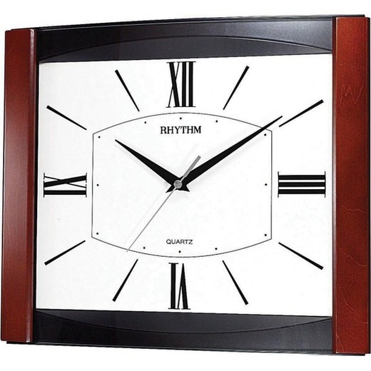 Reloj Rhythm De Pared CMG899NR07 Decorativos Cuadrado Marrón Bicolor Negro