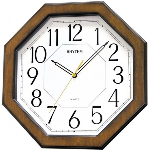 Reloj Rhythm De Pared CMG944NR06 Decorativos Octogonal Marrón