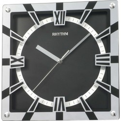 Reloj Rhythm De Pared CMG990NR02 Decorativos Cuadrado Plateado Bicolor Negro