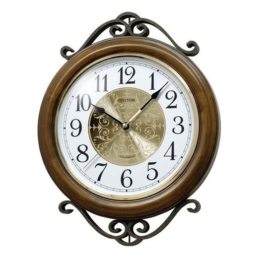 Reloj Rhythm De Pared CMH754NR06 Clásico Redondo Marrón