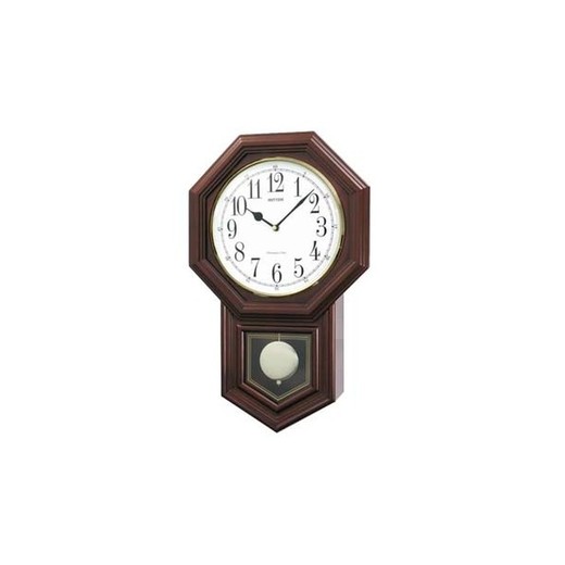 Reloj Rhythm De Pared CMJ501FR06 Clásico Marrón Pendulo