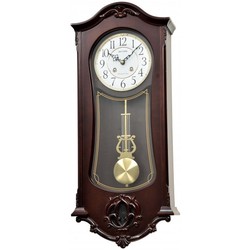 Reloj Rhythm De Pared CMJ562NR06 Clásico Marrón Pendulo