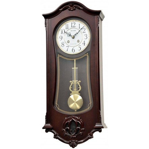 Reloj Rhythm De Pared CMJ562NR06 Clásico Marrón Pendulo