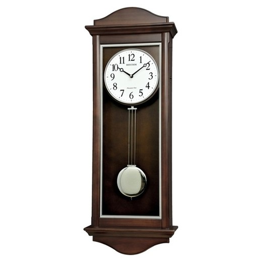 Reloj Rhythm De Pared CMJ590NR06 Clásico Marrón Pendulo