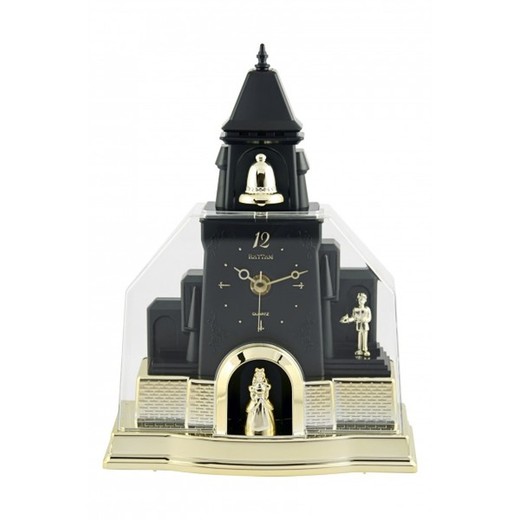 Reloj Rhythm De Sobremesa 4RG597-R02 Decorativos Iglesia Dorada Bicolor Negro