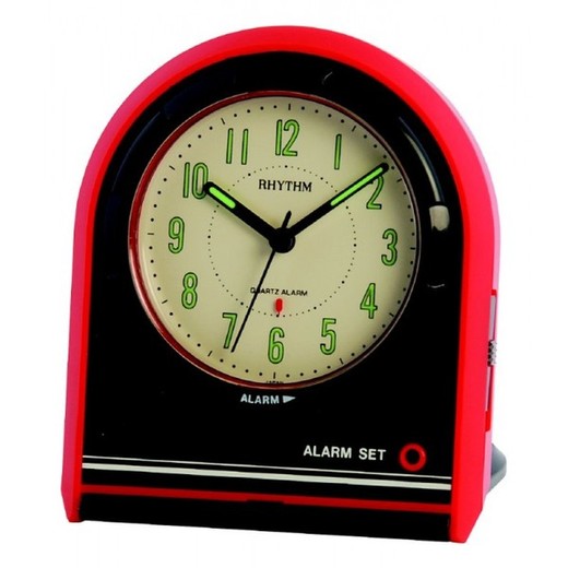 Reloj Rhythm Despertador 4GE919-R01 Beep Negro Bicolor Rojo