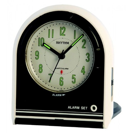 Reloj Rhythm Despertador 4GE919-R03 Beep Negro Bicolor Blanco