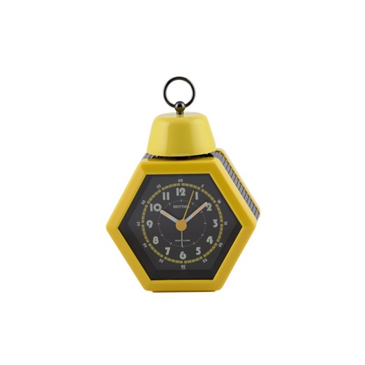 Reloj Rhythm Despertador 4RA781-R33 Despertador Campana Hexagono Amarillo