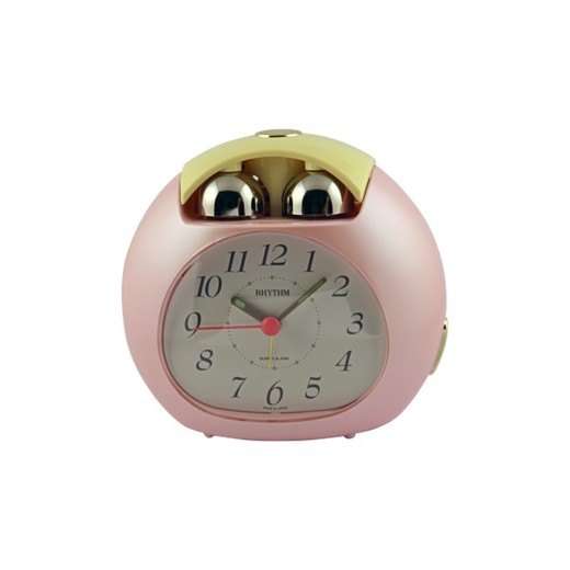 Reloj Rhythm Despertador 4RA882-R13 Campana Rosa Bicolor Dorada