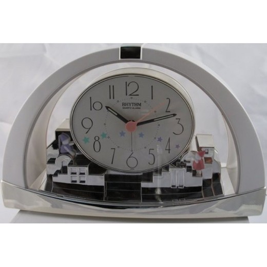 Reloj Rhythm Despertador 4RE469-R34 Beep Blanco Ciudad