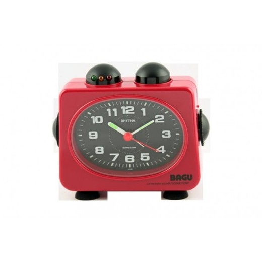 Reloj Rhythm Despertador 4RE791-R01 Beep Rojo Bicolor Negro