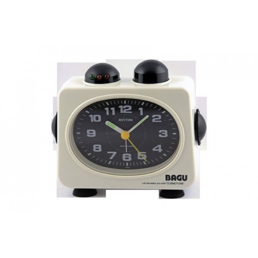 Reloj Rhythm Despertador 4RE791-R03 Beep Blanco Bicolor Negro