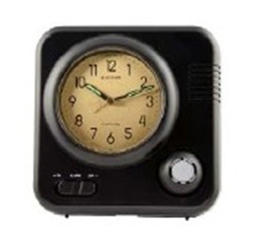 Reloj Rhythm Despertador 4RE806-R02 Beep Cuadrado Negro