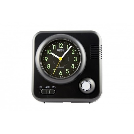 Reloj Rhythm Despertador 4RE806-R71 Beep Cuadrado Negro