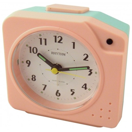 Reloj Rhythm Despertador 4SE459WR13 Beep Rosa Bicolor Turquesa