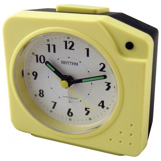 Reloj Rhythm Despertador 4SE459WR33 Beep Amarillo Bicolor Negro