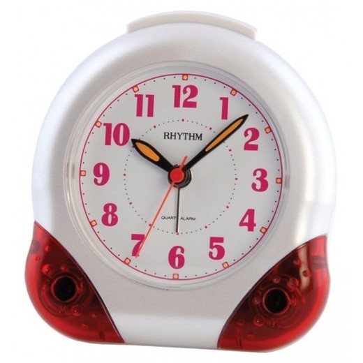 Reloj Rhythm Despertador 4SE476WR01 Beep Blanco Bicolor Rojo