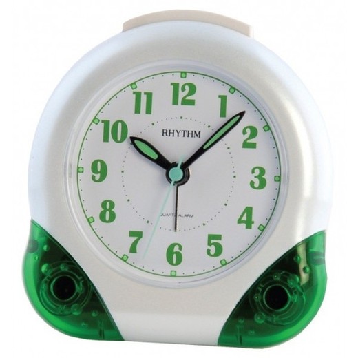 Reloj Rhythm Despertador 4SE476WR05 Beep Blanco Bicolor Verde