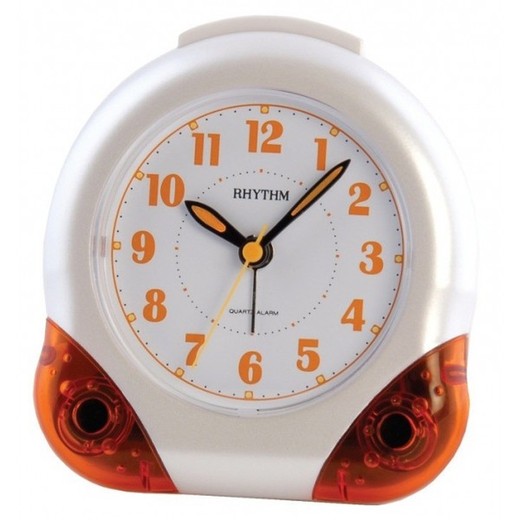 Reloj Rhythm Despertador 4SE476WR14 Beep Blanco Bicolor Naranja