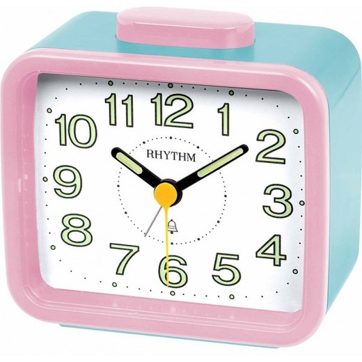 Reloj Rhythm Despertador CRA637WR13 Campana Azul Bicolor Rosa