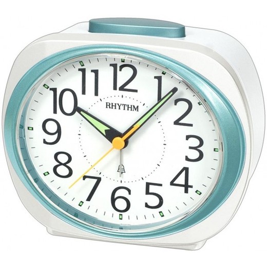 Reloj Rhythm Despertador CRA838WR05 Campana Azul Bicolor Blanco