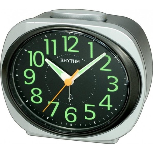 Reloj Rhythm Despertador CRA838WR19 Campana Negro Bicolor Gris